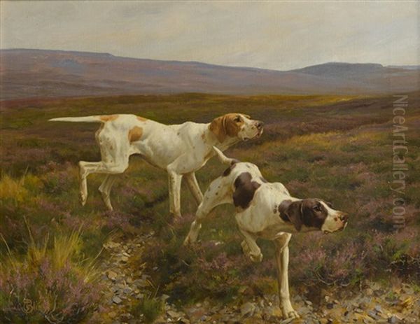 English Pointers In A Landscape - view 1