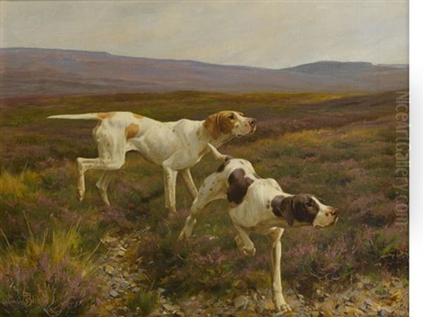 English Pointers In A Landscape - view 1