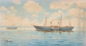 Ships By The Coast by Leonid Demyanovich Blinov