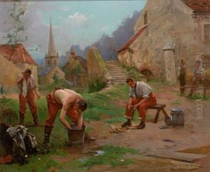 Rekruten Beim Waschen Und Gemuse Putzen Am Morgen by Alexandre Bloch