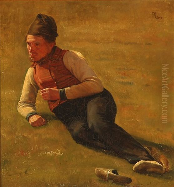 Resting Farmer On A Field - view 1