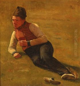 Resting Farmer On A Field