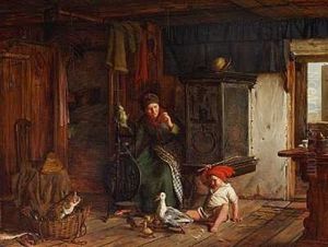 Scene I En Fiskerstue. En Dreng Der Slaar Ud Efter En And. Fa'er Skal Sove