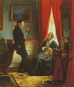 Kunsternes Foraeldre, Grosser J.p. Bloch Og Dennes Hustru I Dagligstuen by Carl Heinrich Bloch