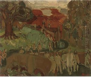 Figures On A Road by Martin Bloch