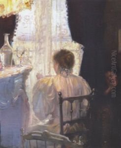 Interior Med To Unge Kvinder by Paul Trepka Bloch