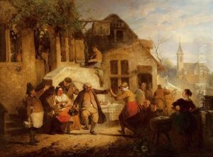 Tanz Vor Der Taverne by Eugene Francois De Block