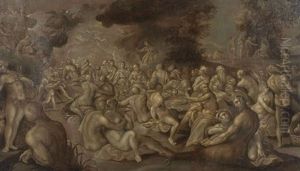 Les Noces De Thetis Et Pelee by Anthonie van (Montfort) Blocklandt
