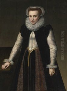 Portrait Of A Lady, Three Quarter Length, In A Ruff With Matching Lace Cap And Cuffs