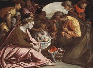 The Adoration Of The Shepherds by Anthonie van (Montfort) Blocklandt