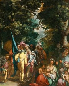 Old Testament Scene With Figures In A Forest Landscape by Abraham Bloemaert