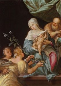 The Holy Family With Saint Dorothy (?) And An Angel