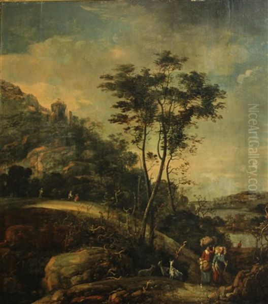 An Extensive Landscape With Figures On A Track - view 1