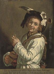 Portrait Of A Boy Playing A Rommelpot by Abraham Bloemaert