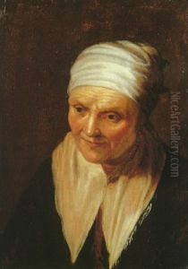 Portrait Of An Old Peasant Woman Wearing A White Linen Collar With Her Hair Pulled Back In A Cotton Cloth by Abraham Bloemaert