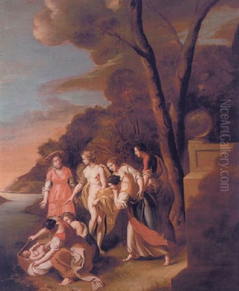 Faraoes Datter Finder Moses I En Mosekurv Ved Nilens Bred - view 1
