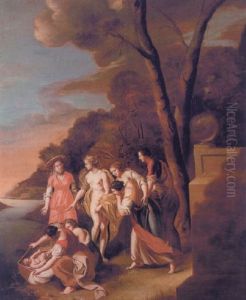 Faraoes Datter Finder Moses I En Mosekurv Ved Nilens Bred