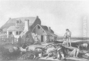 Resting Peasants In Front Of A Farm by Abraham Bloemaert