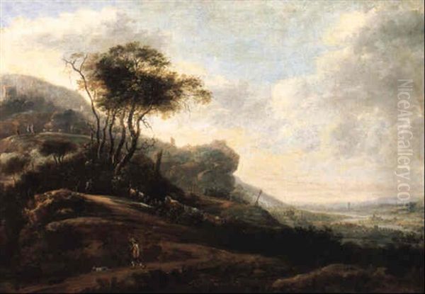 Extensive Landscape With A Shepherd And His Dog - view 1
