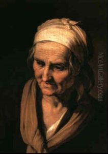 A Portrait Of An Old Peasant Woman, Bust Length, Wearing A Yellow Scarf Round Her Neck, Her Hair Pulled Back In A A Portrait Of An Old Peasant Woman, Bust Length, Wearing A Yellow Scarf Round Her Neck, Her Hair Pulled Back In A