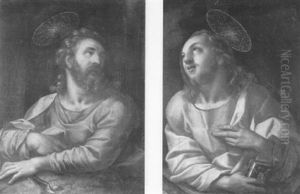 Christ As Salvator Mundi & Saint Bartholomew; Saint Peter & Saint Thomas & Saint Matthew & Others by Abraham Bloemaert