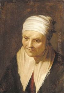 Portrait Of An Old Woman In A Black Costume With A White Cap And Collar
