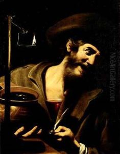 A Man Wityh A Glass Of Wine, By Candlelight