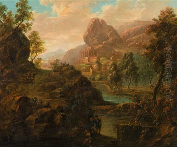 Southern River Landscape With Antique Ruins - view 1