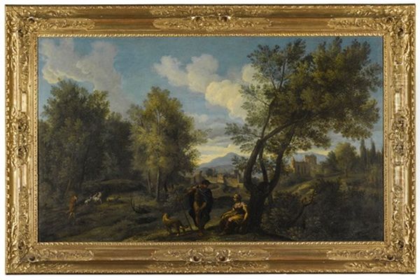 A Pastoral Landscape With Shepherds Before A Town - view 1