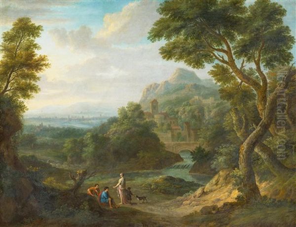 Arkadische Flusslandschaft Mit Hirten - view 1
