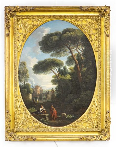 Figures In A Italian Capriccio (a Pair) - view 1