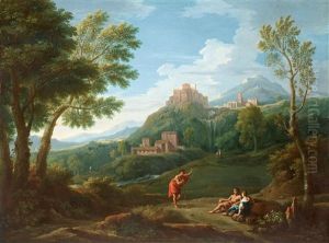 Arkadische Landschaft Mit Drei Figuren Im Vordergrund Und Einer Stadt Auf Dem Hugel; Arkadische Landschaft Mit Vier Figuren Im Vordergrund Und Einer Stadt Auf Dem Hugel