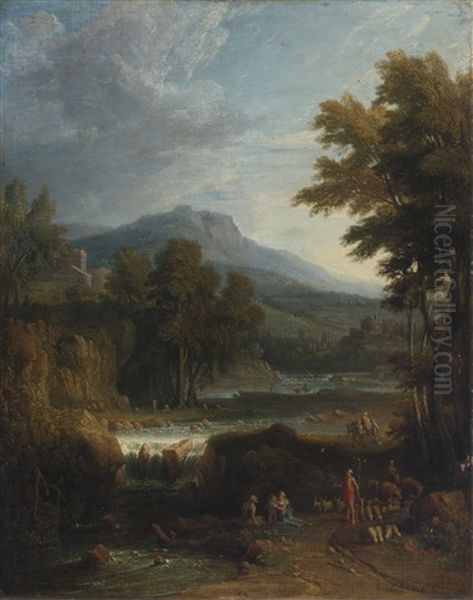 A Classical Landscape With Herders, A Mountain Beyond - view 1