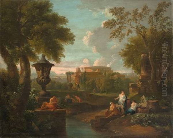 Arcadian Roman Landscape With Colosseum - view 1