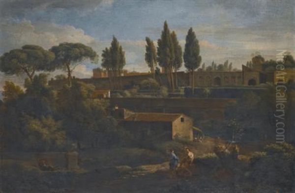 Rome, A Terraced Garden, Probably That Of The Villa Silvestri Rivaldi - view 1