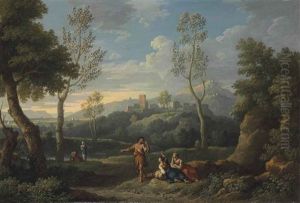 An Italianate Lanscape With Figures by Jan Frans van Bloemen