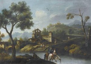 Flusslandschaft Mit Staffage by Jan Frans van Bloemen