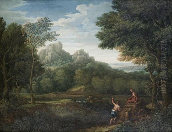 Classical Figures Resting Before An Italianate Landscape - view 1