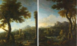 Italianate Landscapes With Figures (pair) Italianate Landscapes With Figures (pair)