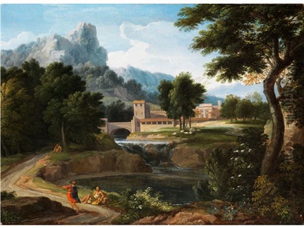 Sudliche Flusslandschaft Mit Bruckenkastell - view 1