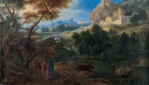 Paysage Fluvial Surmonte D'une Ville Classique Paysage Fluvial Surmonte D'une Ville Classique