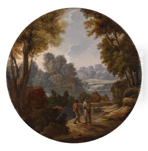 Sudliche Landschaft Mit Einem Kastell Und Wanderern by Jan Frans van Bloemen