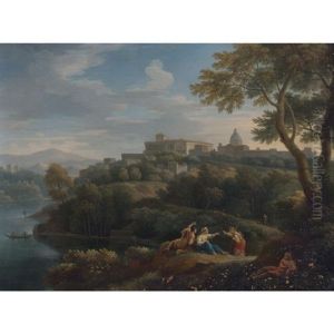 Figures With A Town In Lazio, Probably Ariccia, Beyond