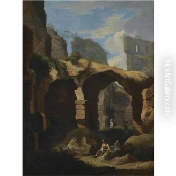 A Landscape With Architectural Ruins And Figures - view 1