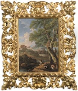 An Italianate Landscape With Anglers By A River by Jan Frans van Bloemen