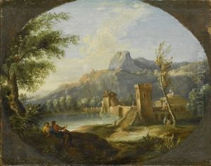 Landschaft Mit Kastell Und Gewasser