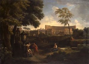 Veduta Del Colosseo E Dell'arco Di Costantino by Jan Frans van Bloemen