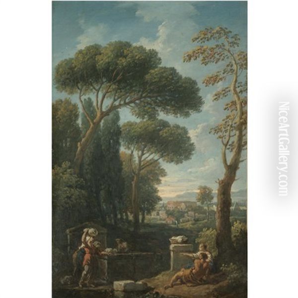 A Capriccio View Of Rome With Figures Resting In The Foreground, The Colosseum Beyond - view 1