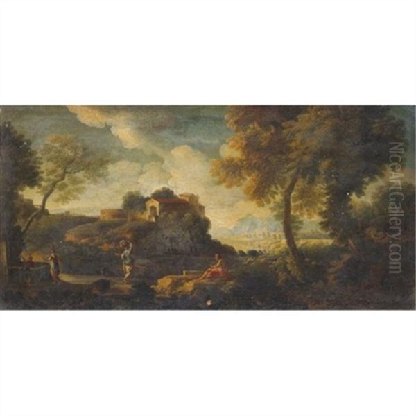 An Italianate Landscape With Women At A Well - view 1