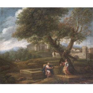 A Classical Landscape With Christ And The Woman Of Samaria